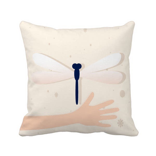蜻蜓对称卡通平面手方形抱枕靠枕沙发靠垫双面含芯礼物