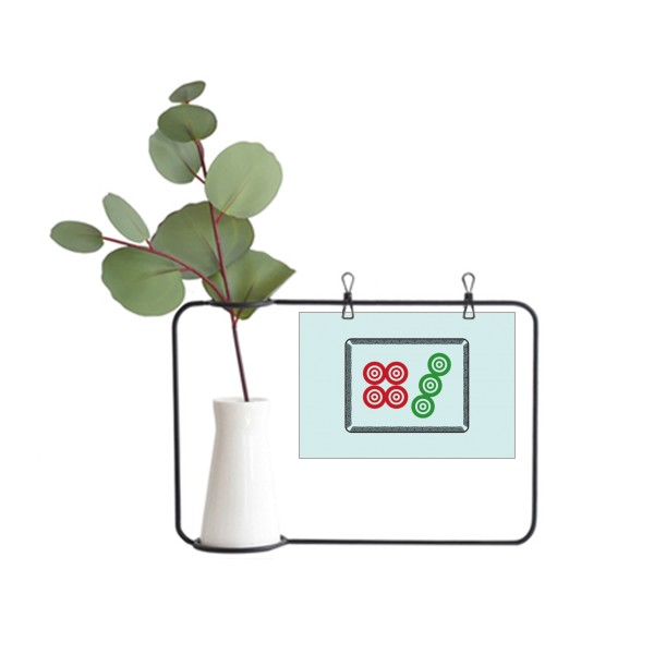 麻将牌七饼七筒图案金属相框陶瓷花瓶装饰