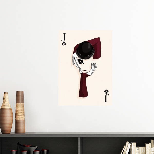 撲克梅花j插画纹样墙贴壁纸房间贴花