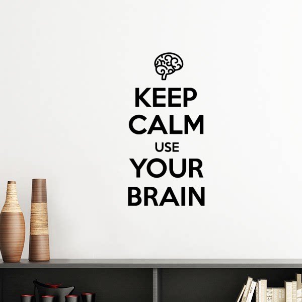 保持冷静动脑子幽默图案墙贴壁纸房间贴花