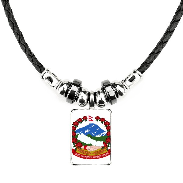 尼泊尔亚洲国徽手工皮绳项链吊坠饰品