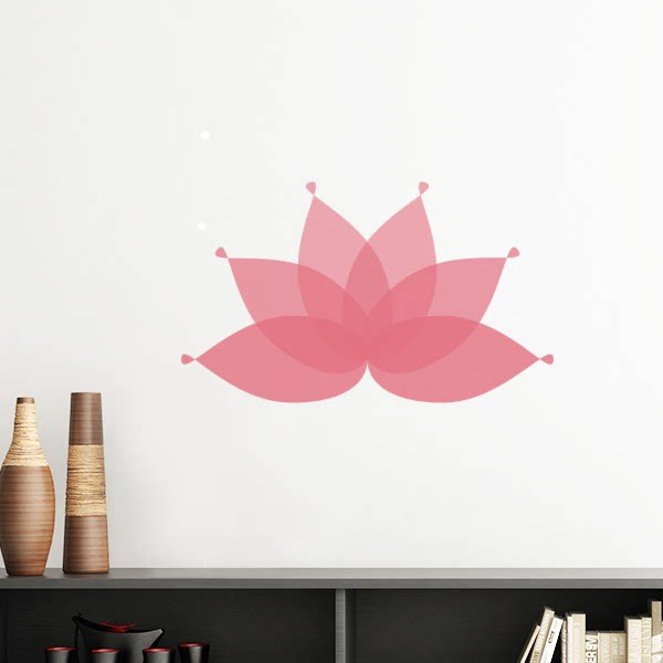 粉色荷花植物花卉纹样墙贴壁纸房间贴花