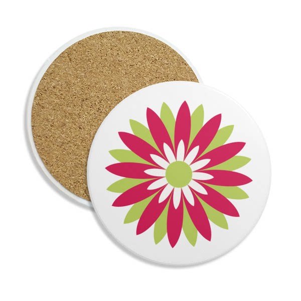 红色花朵圆形圆形陶瓷杯垫水杯隔热垫2片装礼品礼物