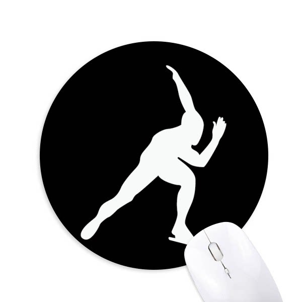 旱冰运动轮滑黑色剪影圆形游戏办公防滑橡胶鼠标垫礼物