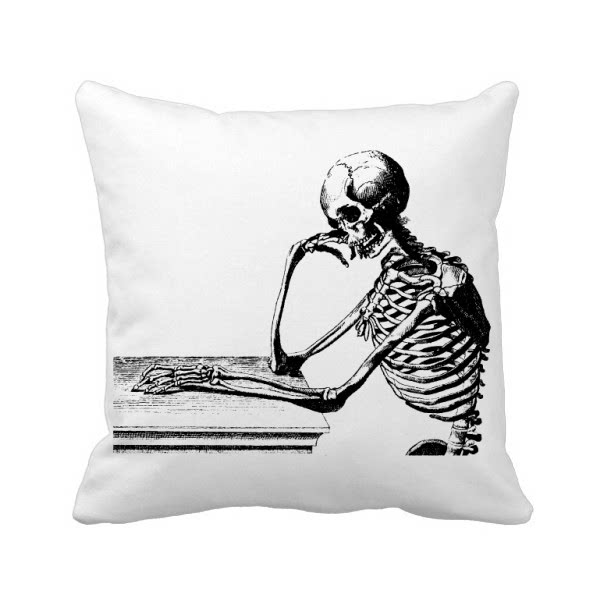 坐姿人体骨骼素描方形抱枕靠枕沙发靠垫双面含芯礼物