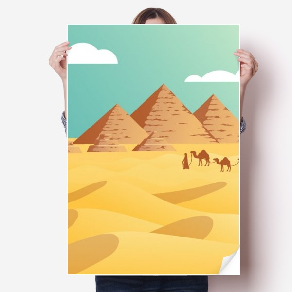 古埃及金字塔骆驼图案海报贴纸80x55cm墙贴纸卧室家居装饰