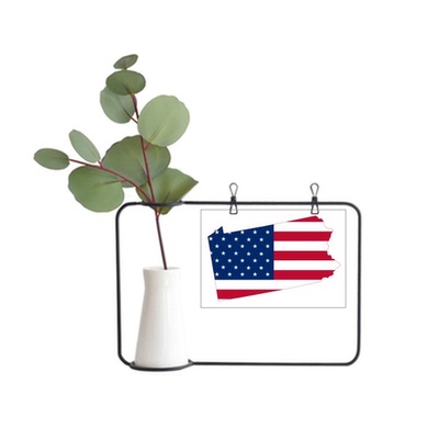宾夕法尼亚州美国地图星条旗美国国旗金属相框陶瓷花瓶装饰