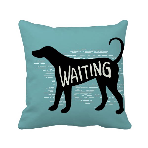 黑色动物狗剪影自然方形抱枕靠枕沙发靠垫双面含芯礼物