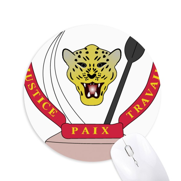 刚果国徽标志符号图案圆形游戏办公防滑橡胶鼠标垫礼物