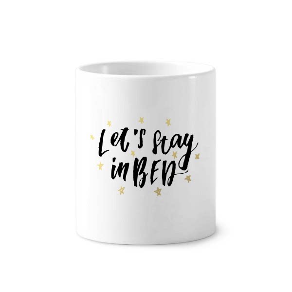 温暖的床英文手写艺术陶瓷刷牙杯子笔筒白色马克杯礼物