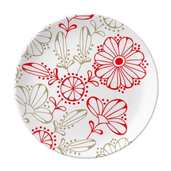 清新红绿花纹花卉纹样陶瓷餐盘子8寸月光盘餐具家居礼物