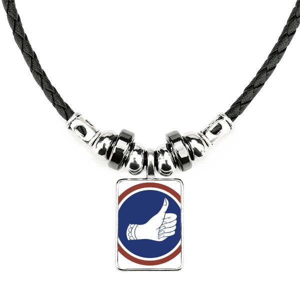 泰王国曼谷拇指点赞手工皮绳项链吊坠饰品