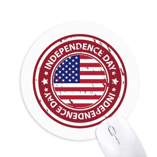 美国国旗独立日圆形邮戳插画图案圆形游戏鼠标垫礼物