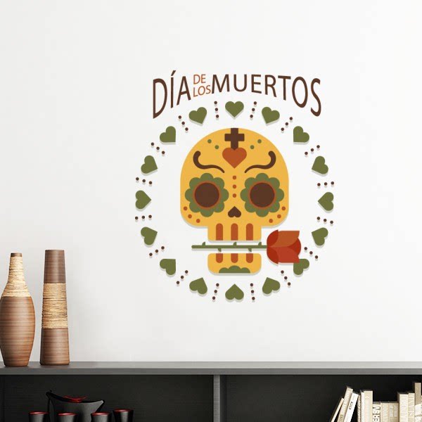 骷髅头玫瑰亡灵节墨西哥墙贴壁纸房间贴花