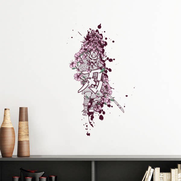 日本忍者刀花和风艺术墙贴壁纸房间贴花