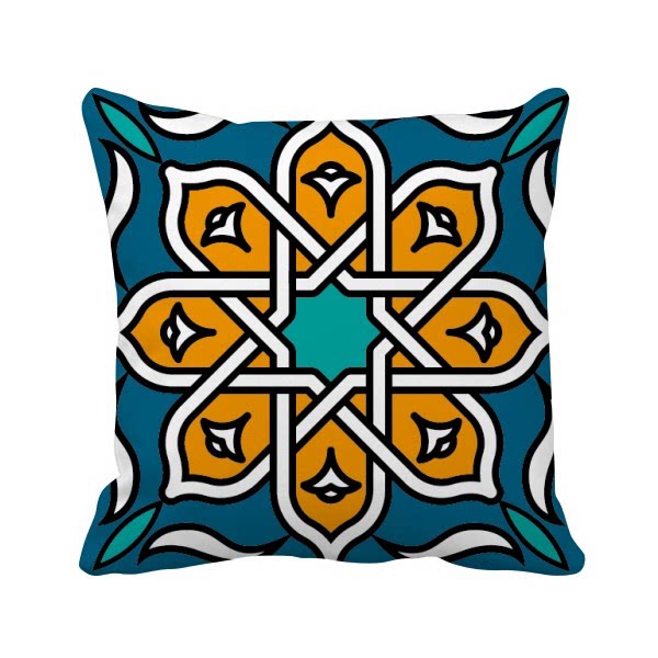 摩洛哥风格抽象花朵纹样方形抱枕靠枕沙发靠垫双面含芯礼物