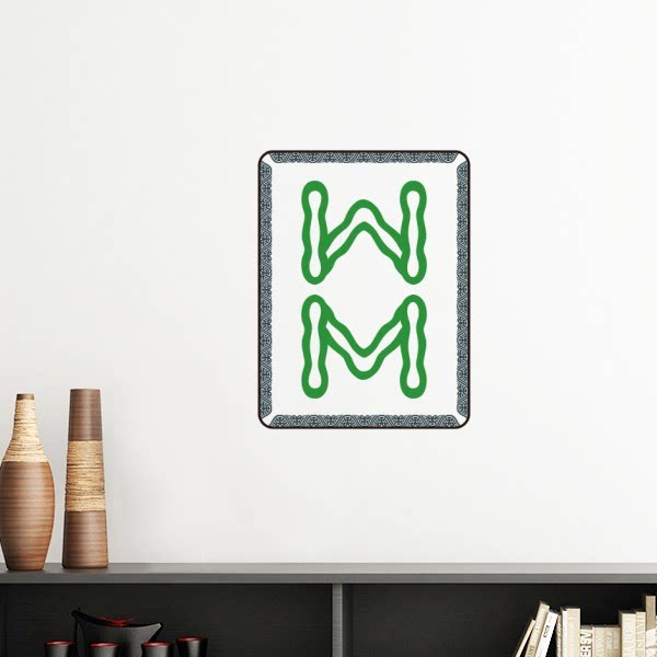 麻将牌八条图案墙贴壁纸房间贴花