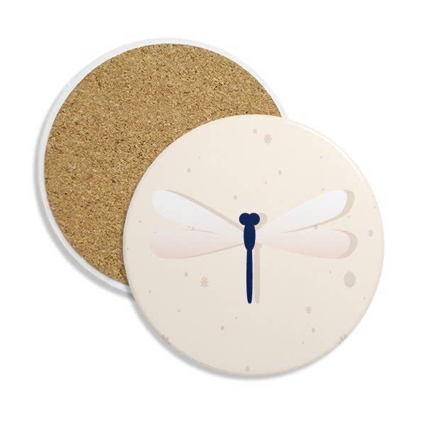 蜻蜓对称卡通平面圆形陶瓷杯垫水杯隔热垫2片装礼品礼物