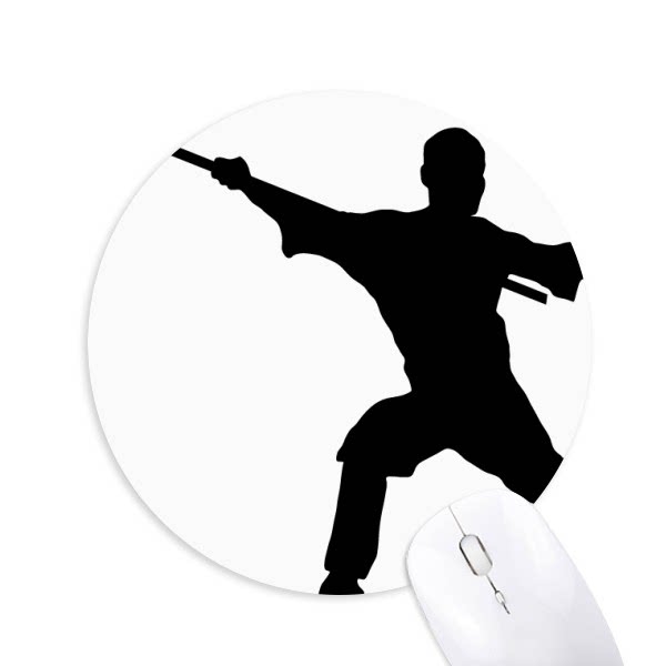 功夫武术中国少林武僧图案圆形游戏办公防滑橡胶鼠标垫礼物