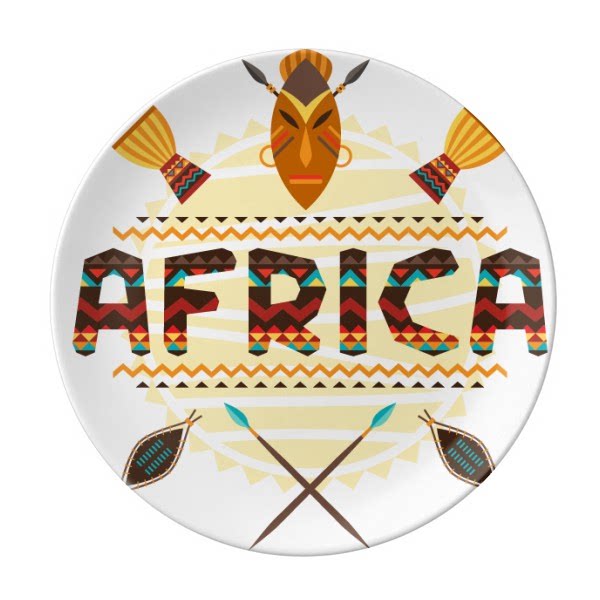非洲彩色花纹艺术字标志物品陶瓷餐盘子8寸月光盘餐具家居礼物