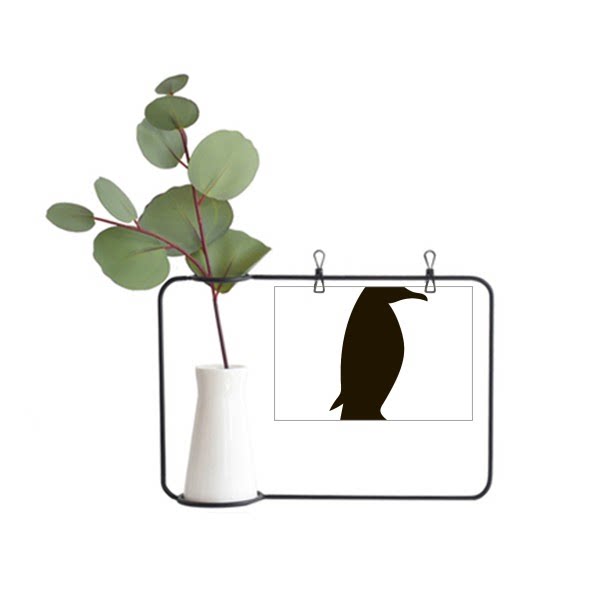 黑色企鹅动物剪影金属相框陶瓷花瓶装饰