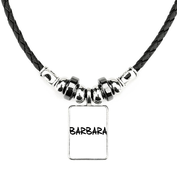 手写英文名个性私人订制barbara手工皮绳项链吊坠饰品
