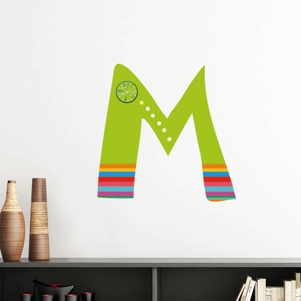 m字母水果有趣可爱插画图案墙贴壁纸房间贴花