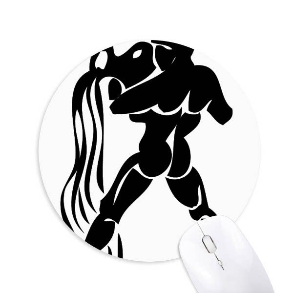 星座水瓶座标志剪影插画图案圆形游戏办公防滑橡胶鼠标垫礼物