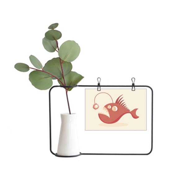 可爱卡通灯笼鱼插画金属相框陶瓷花瓶装饰