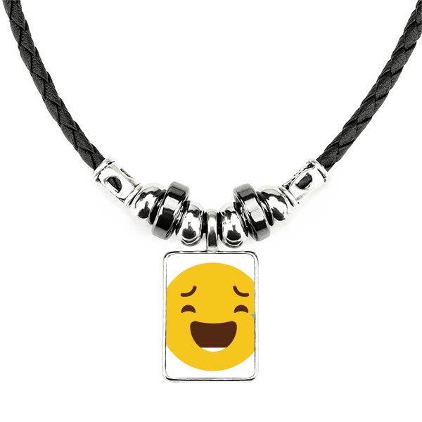 笑哭黄色可爱网聊表情包插画图案手工皮绳项链吊坠饰品