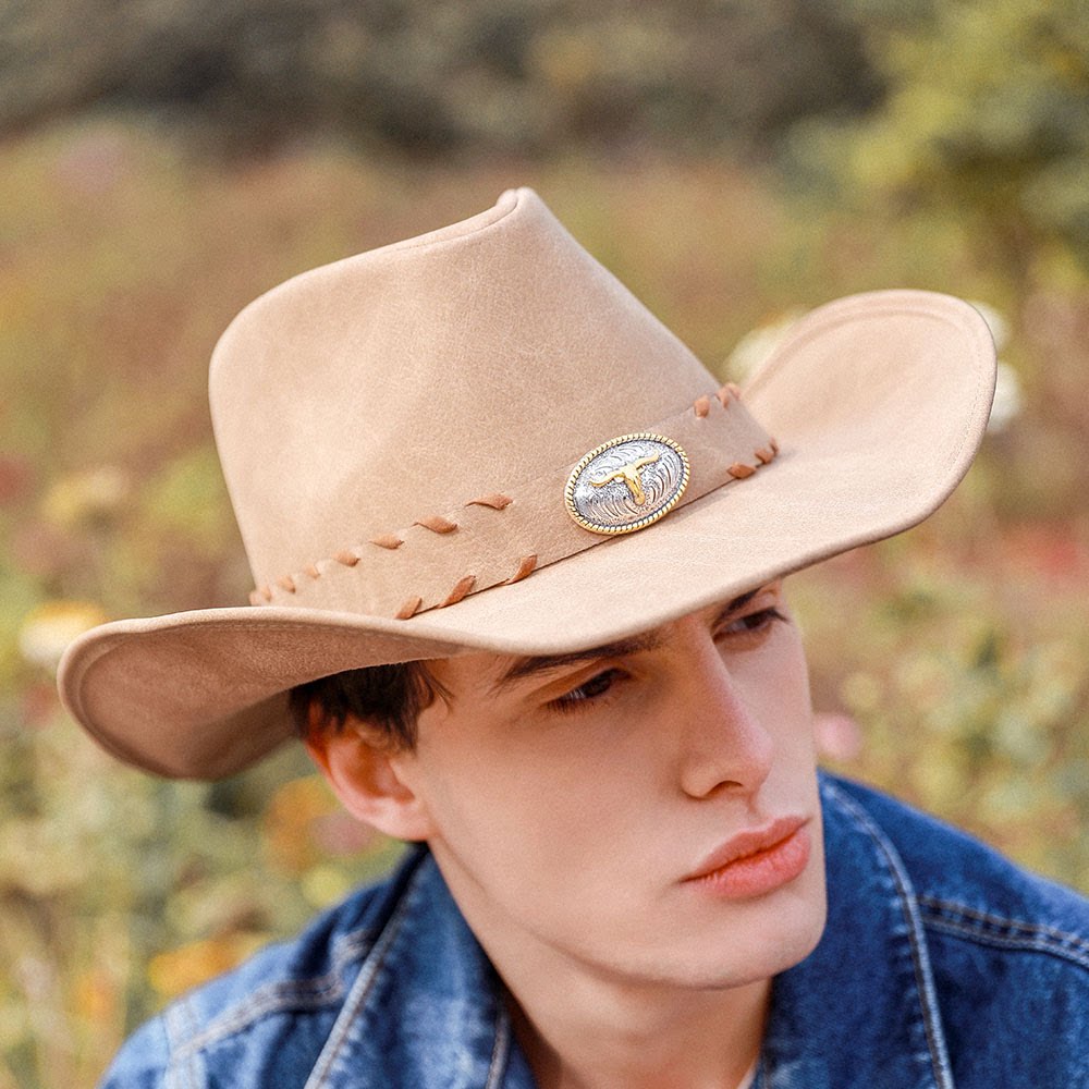 春秋冬季男女骑马皮质西部牛仔帽英伦欧美经典复古礼帽外出旅游帽