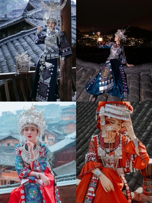 贵州云南广西湘西苗族盛装服饰重工土家族舞台演出婚服摄影旅拍新