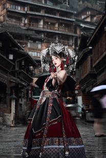 苗疆少女服装旅拍土家族苗族服装女少数民族服饰演出服写真爆款新
