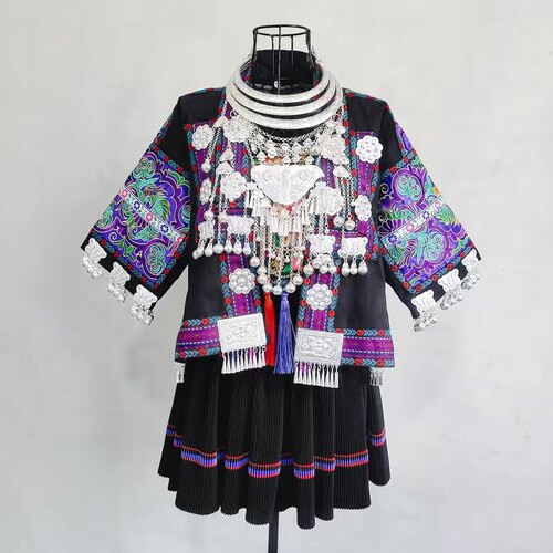 苗族服装女贵州广西演出服云南彝族少数民族壮族黎族舞蹈服四季款
