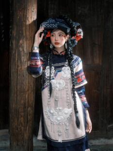 彝族服装女棉麻四川凉山民族风火把节云南彝族舞台高端旅拍写真服