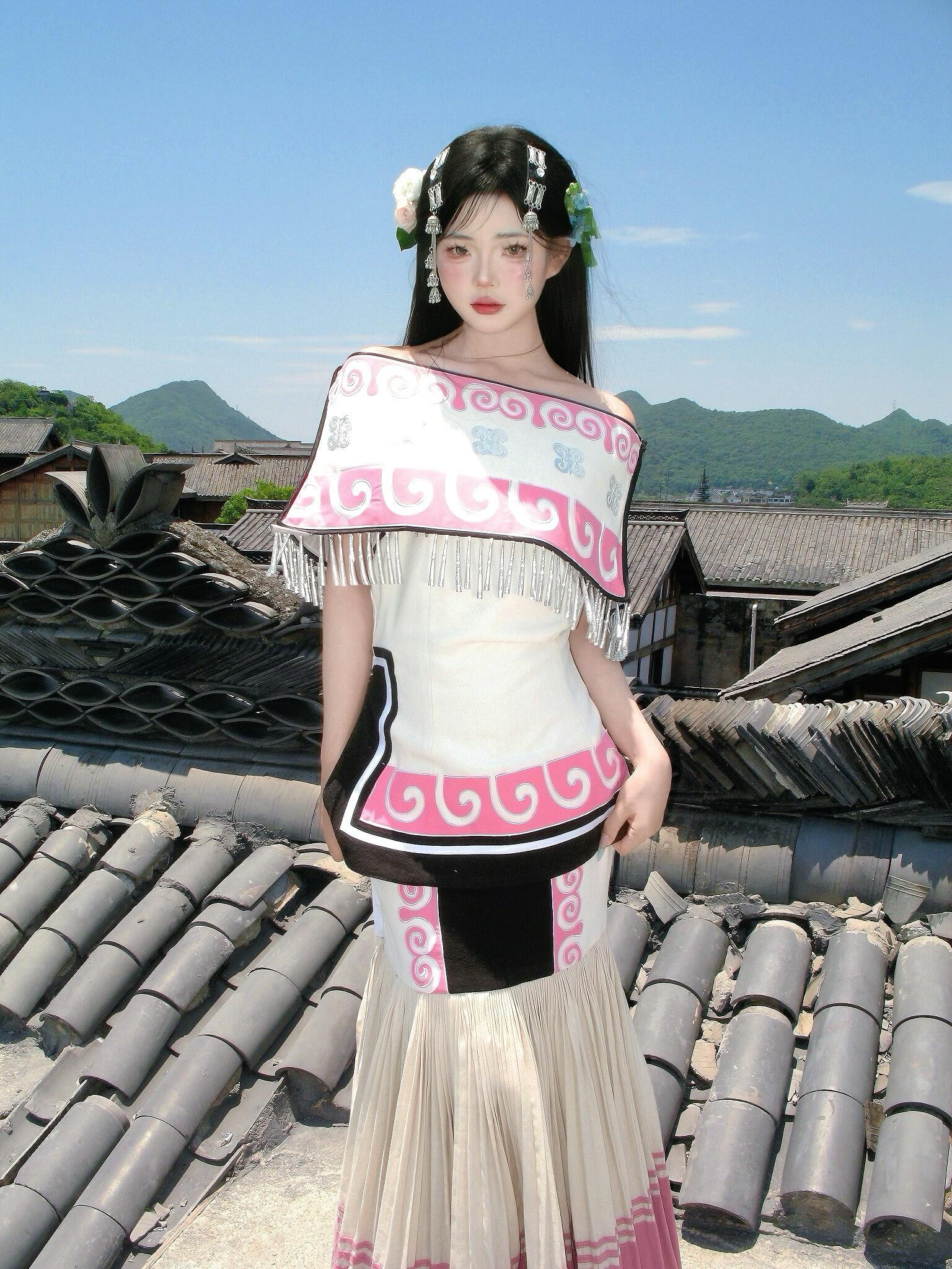 彝族服装棉麻少数民族服装苗疆少女贵州云南大理彝族写真民族风服