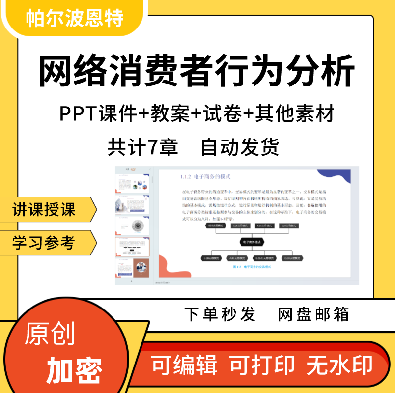 网络消费者行为分析PPT课件详案教案试卷题备课心理购买营销策略 商务/设计服务 设计素材/源文件 原图主图