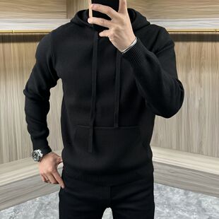 秋冬连帽套头长袖卫衣外套男士韩版休闲修身潮牌毛衣毛衫针织衫