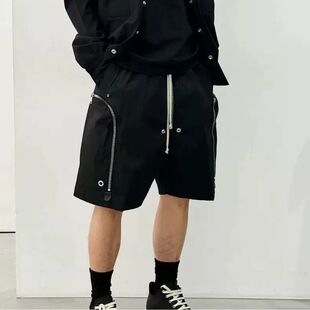现货暗黑系列RO风大口袋多拉链设计正常档男士工装五分裤中裤短裤
