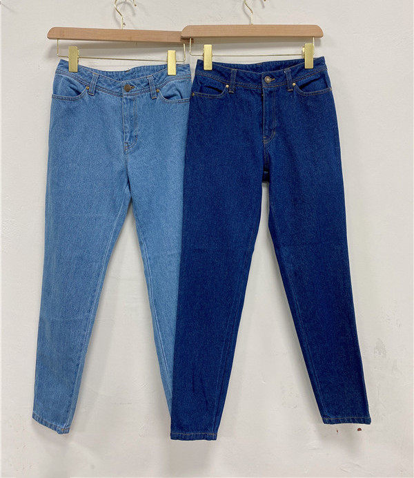 日系蓝色小脚裤牛仔裤修身显瘦打底铅笔裤女裤子