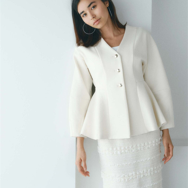 BI@NCA日单春秋 1.9w+时尚优雅单排扣 温柔百搭V领修身微弹力外套