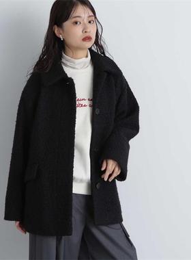 N.natural basti*日单贵牌 羊毛卷翻领呢子 简约小宽松大衣外套