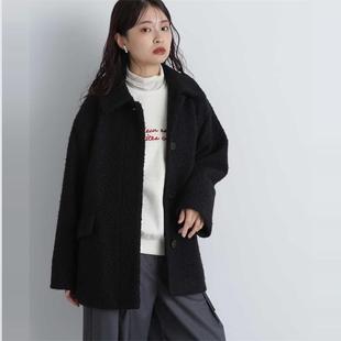 羊毛卷翻领呢子 日单贵牌 简约小宽松大衣外套 basti N.natural