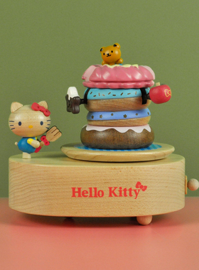 台湾木质HelloKitty甜甜圈音乐盒