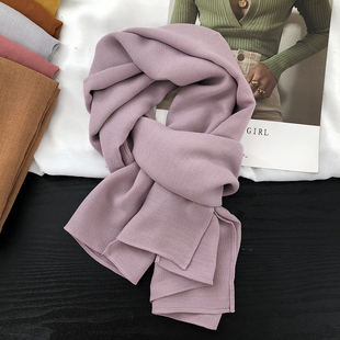 民族风文艺春秋纯色米白色棉麻围巾女短款轻薄款防风护颈椎小围脖