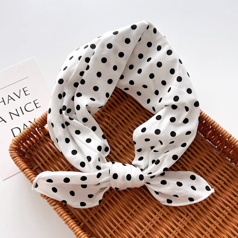 复古波点纯棉小方巾男女护颈领巾