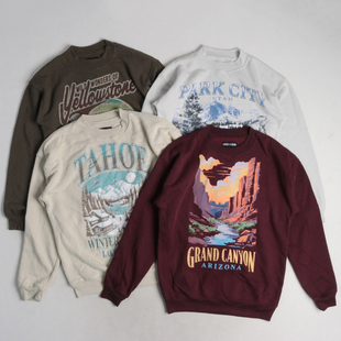 OVERSIZE宽松版！欧美风潮流圆领加绒卫衣秋冬休闲肥胖大码男装