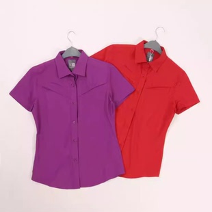T恤女装 太实惠啦 女士专业户外运动休闲透气微弹翻领夏衬衣短袖