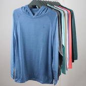 T恤 跑步运动休闲宽松大码 连帽套头男士 防晒带帽户外长袖 打底衫