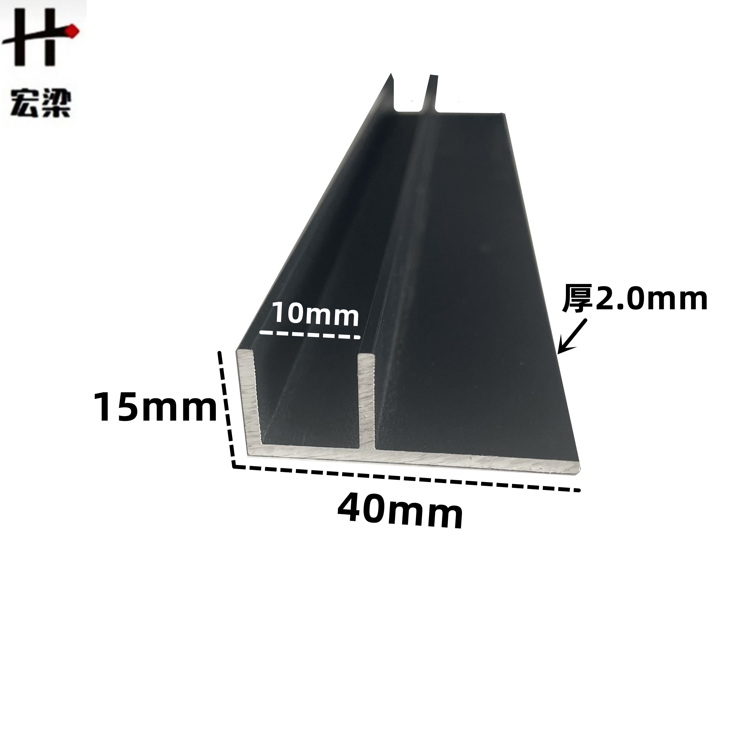 铝合金F型槽40*15内径10隐形无框淋浴房预埋件玻璃U形铝卡槽U型铝